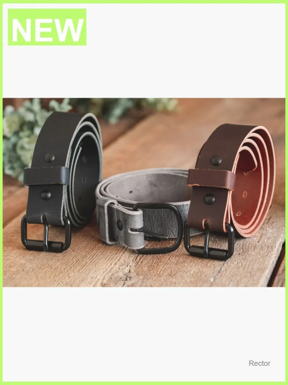 Made in USA Full Grain Leather Men's Belt - Roller Buckle 1.5 inch
